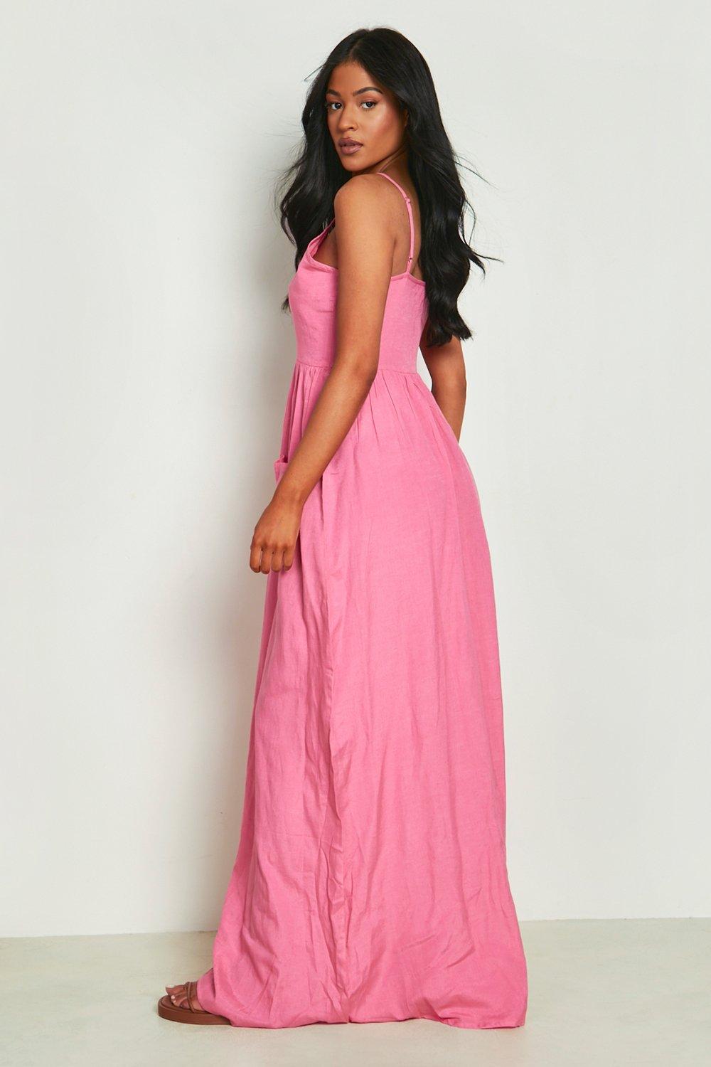 Pink linen outlet maxi dress